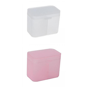 2Pieces Plastic Cotton Swab Container Organizer Holder Makeup Pads Storage Box