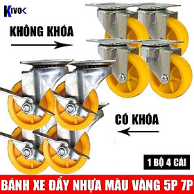 Mua Bánh xe nhựa vàng 4 phân không khóa