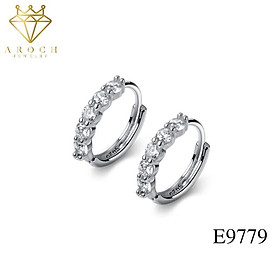 Khuyên tai bạc Ý s925 bông tròn nạm đá cao cấp E9779 - AROCH Jewelry