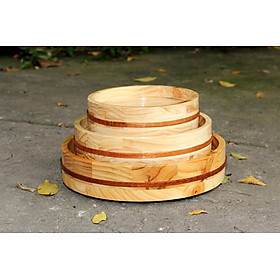 Mua Thố Gỗ Tròn - Khay Tròn Gỗ 25cm Trang Trí Thực Phẩm Và Sushi - Sashimi Phong Cách Nhật Bản
