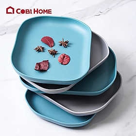 Dĩa chữ nhật sâu lòng bằng melamine cao cấp - màu xanh và xám