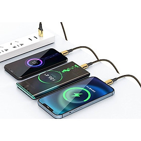 Wiwu Cable Gold GD-104 3 In 1 Cho Mọi Thiết Bị Smart Phone Máy Tính Bảng, IPhone, IPad Cáp Sạc Nhanh 3 Đầu Mạ Vàng 18K - Hàng Chính Hãng