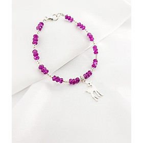 Vòng tay mệnh hỏa, thổ đá Agate mix charm tì hươu