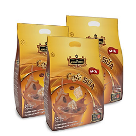 Combo 3 Cà Phê Sữa Hòa Tan 3IN1 KING COFFEE - Túi 50 gói x 24g