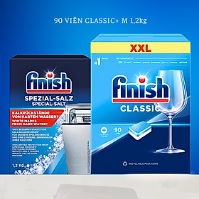 Combo Muối rửa bát Finish 1,5kg+Viên rửa chén bát Finish 77 viên dùng cho máy rửa bát