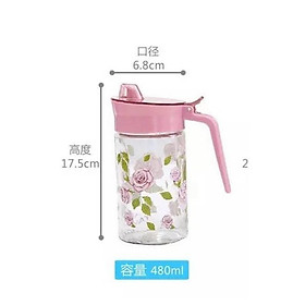 Bình đựng nước mắm,đựng dầu ăn thuỷ tinh cao cấp họa tiết hoa hồng 480ml