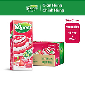 Thùng 48 Hộp Sữa Chua Lên Men Tự Nhiên Yomost Vị Dâu (170ml/Hộp)