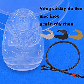 Mặt Phật Hư không tạng mã não trắng kèm vòng cổ dây dù đen + móc inox trắng, mặt dây chuyền Phật bản mệnh, vòng cổ mặt Phật