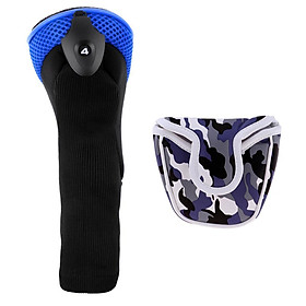 2Pcs Durable PU Golf Square Mallet Putter Head Cover Headcover & Magnetic Closure - Durable & Compact Mesh Hybrid Golf Club Head Cover Headcovers
