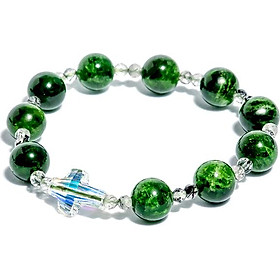 Vòng chuỗi mân côi Diopside mix thánh giá pha lê DIO01 - VietGemstones