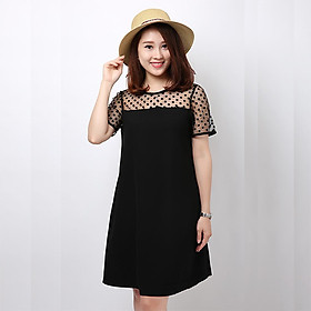 Đầm bầu, váy bầu đen cổ ren chấm bi thời trang