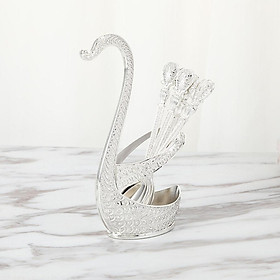 Alloy Creative Dinnerware Sets, Decorative Swan Base Holder with 6 Spoons gold