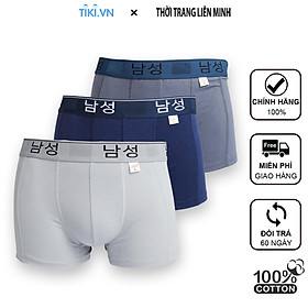 Hình ảnh Combo 3 quần lót nam boxer CITYMEN lưng Hàn Quốc cao cấp vải cotton co dãn 4 chiều mềm mại thoáng khí thấm hút tốt, quần xịp sịp đùi nam - Giao màu ngẫu nhiên