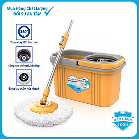 Mua Chổi Lau Nhà Thông Minh 360 Độ (Vàng) Tách Nước Bẩn  Lau Sạch Khô Nhanh  Cán và Mâm Inox Chắc Chắn