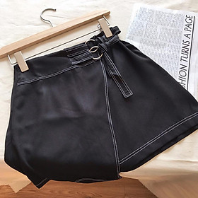 Chân váy đắp tà chéo 2 màu đen trắng, váy nữ vải cotton tổng hợp thoáng mát, phong cách hàn quốc - L < 60kg