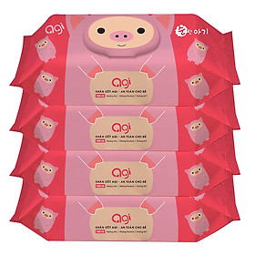 Bộ 4 Gói Khăn Ướt Hương Nhẹ Agi (100 Tờ x 4)