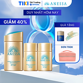 Bộ sản phẩm Kem chống nắng dạng sữa dưỡng da kiềm dầu bảo vệ hoàn hảo (Anessa Gold Milk 60ml + Gold Milk 20ml x2)