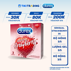 Bao cao su Durex Sensual Strawberry hộp 3 bao
