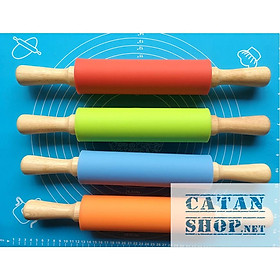 Mua cây cán bột  Cây lăn bộtbằng silicon tay cầm bằng gỗ dài 30cm  dụng cụ làm bánh chống dính cao cấp GD533-LanBot-30cm