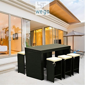 Mua WEGO BỘ BÀN GHẾ MÂY NHỰA NGOÀI TRỜI/ BỘ BÀN ĂN TRONG SÂN VƯỜN 6 CHỖ NGỒI//Outdoor Furniture Rattan Chair Bar set Garden Dining Table 6 seater