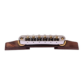 Adjustable Metal Rosewood Bridge with Roller Saddles for Archtop Jazz Guitar