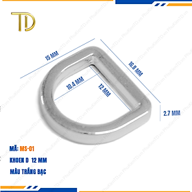 Khoen d túi xách, Khoen chữ d túi xách, Khoen bán nguyệt túi xách 12mm mạ điện độ bền 5-8 năm