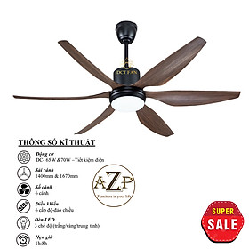 Mua Siêu Sales QUẠT TRẦN AZP- 6 CÁNH NHỰA  CÔNG XUẤT 65W  CÓ REMOTE- Hàng Nhập Khẩu