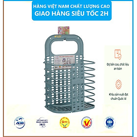 Giỏ Đựng Đồ Thông Minh Gấp Gọn Việt Nhật Tặng Kèm Móc Dính Treo - Hàng Việt Nam - màu xanh
