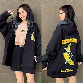 ÁO HOODIE - ÁO KHOÁC NỈ NGOẠI Dây full zip HOOIDE MỚI chuối