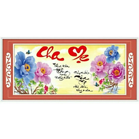 Tranh thêu chữ thập Cha mẹ 70x36cm - chưa thêu