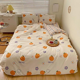 Set Cotton Living 100%cotton Hàng Nhập Khẩu Cao Cấp 4 Món Quả Cam