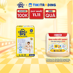 Tã dán em bé Siêu khô thoáng gói Jumbo Unidry G6X size L-40 miếng