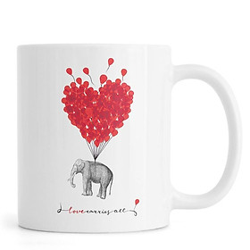 Ly Cốc Sứ Cao Cấp hình Love carries all - elephant