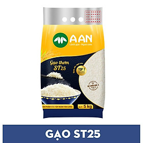 Gạo ST25 Túi 5Kg A An - Cơm mềm dẻo, thơm nhẹ, vị ngọt - Top 1 Gạo Ngon Thế Giới