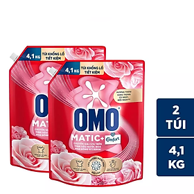 Combo 2 túi Nước giặt OMO Matic Comfort Hương Hoa Hồng Ecuador cho máy giặt cửa trên, túi 4.1kg