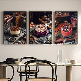 (HCM)Tranh treo tường tráng gương trang trí decor tiệm bánh kem,bánh sinh nhật có khung kèm đinh treo