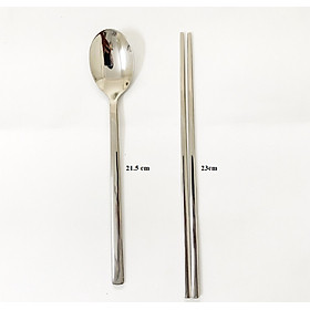 Mua Muỗng(thìa)  Đũa ăn cơm Inox đầu dẹt đặc ruột kiểu Hàn Quốc
