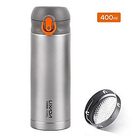 Lixada 400ml Titanium Vacuum Insuated Water Bottle Press Button Leakproof Outdoor Sports Bottle