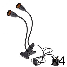4xUK Plug E27 2-head Clip on Reading Light Base Desk Reading Lamp Socket Black