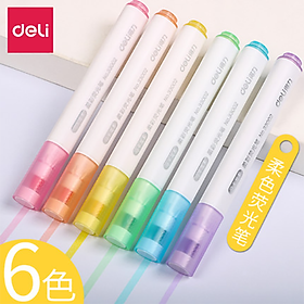 Set 6 chiếc bút highlight dạ quang dấu dòng Deli - Bảng màu pastel macaron - 33002