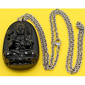 Vòng cổ Đại Thế Chí 5 cm đá thạch anh đen DITTEN4 - Phật bản mệnh cho người tuổi Ngọ
