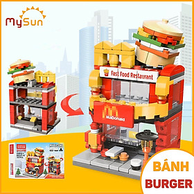 Đồ chơi xếp lắp ghép mô hình nhà hàng, siêu thị, cà phê thành phố city sáng tạo cho bé gái, trai MySun