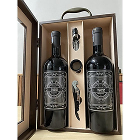Mua  Set quà tặng hộp kính  2 chai rượu vang Ý 1922 cao cấp kèm bộ phụ kiện