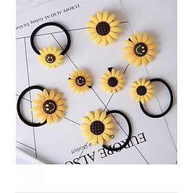 Cột tóc , kẹp tóc hoa hướng dương - combo 2 món