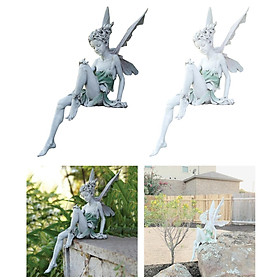 2pcs Fairy Statue Pond Figurine Home Sculpture Ornament Landscaping Craft