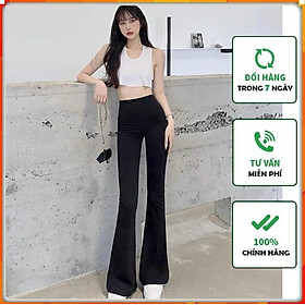 quần ống loe nữ cạp cao dáng dài legging, quần tây ống loe nữ ôm vải mềm lưng chun co giãn