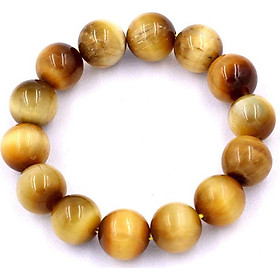 Chuỗi đá đeo tay đá mắt hổ vàng 14 ly - Vòng chuỗi đeo tay đá phong thủy