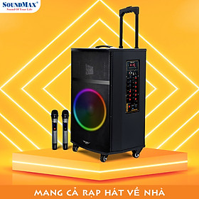 Mua Loa Karaoke Di Động SoundMax M-33 | Loa Bluetooth SoundMax M33| Trolley Speaker | Công suất 100W  Bass 12  | Hỗ trợ USB  Thẻ Nhớ TF  Đèn LED RGB | Tặng 2 Micro Không Dây | Ngõ Vào Guitar - Hàng Chính Hãng