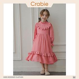 Váy bé gái CRABIE thiết kế dài tay cổ bèo công chúa xinh xắn cho bé từ 3,4,5,6,7,8,9,10 tuổi - Sally Dress - Hồng