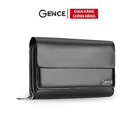 Hình ảnh Clutch Nam Ví Da Cầm Tay Thời Thượng GENCE HT02 Da Bò Cao Cấp Màu Đen